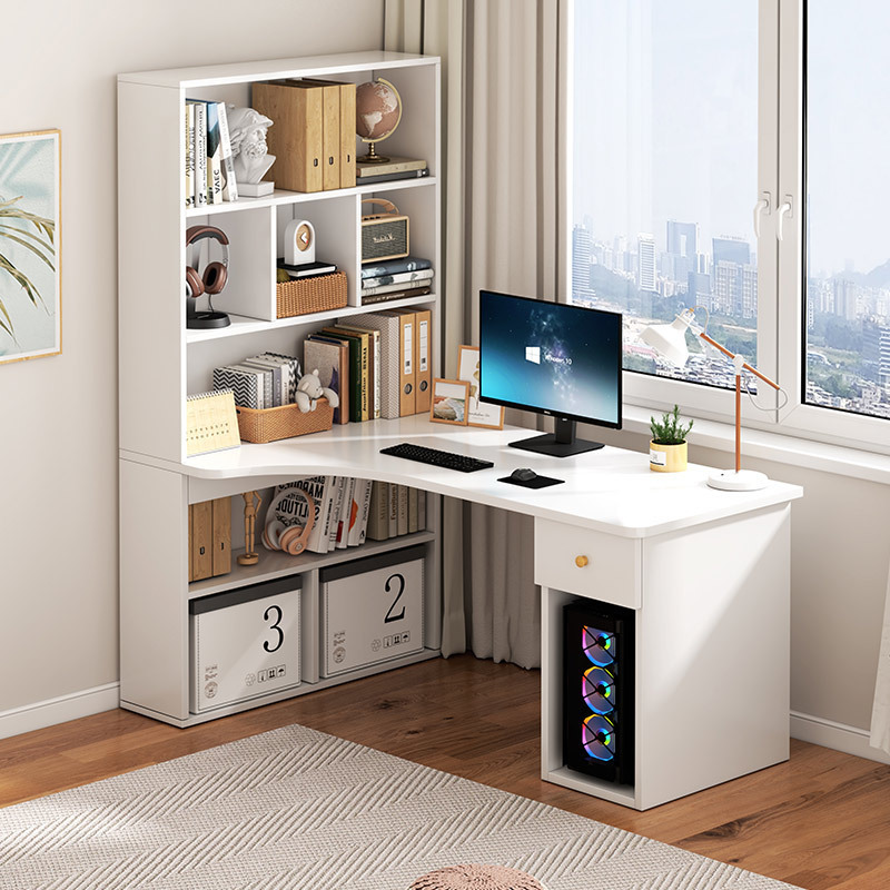 Student Home Corner Desk Bookshelf Integrated Table Bedroom Simple Learning Writing Desk Double Computer Table with Bookshelf Student Home Corner Desk Bookshelf Integrated Table Bedroom Simple Learning Writing Desk Double Computer Table with Bookshelf