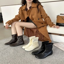 2025新款小众设计感圆头隐形增高气质时尚简约百搭瘦瘦靴时装靴女