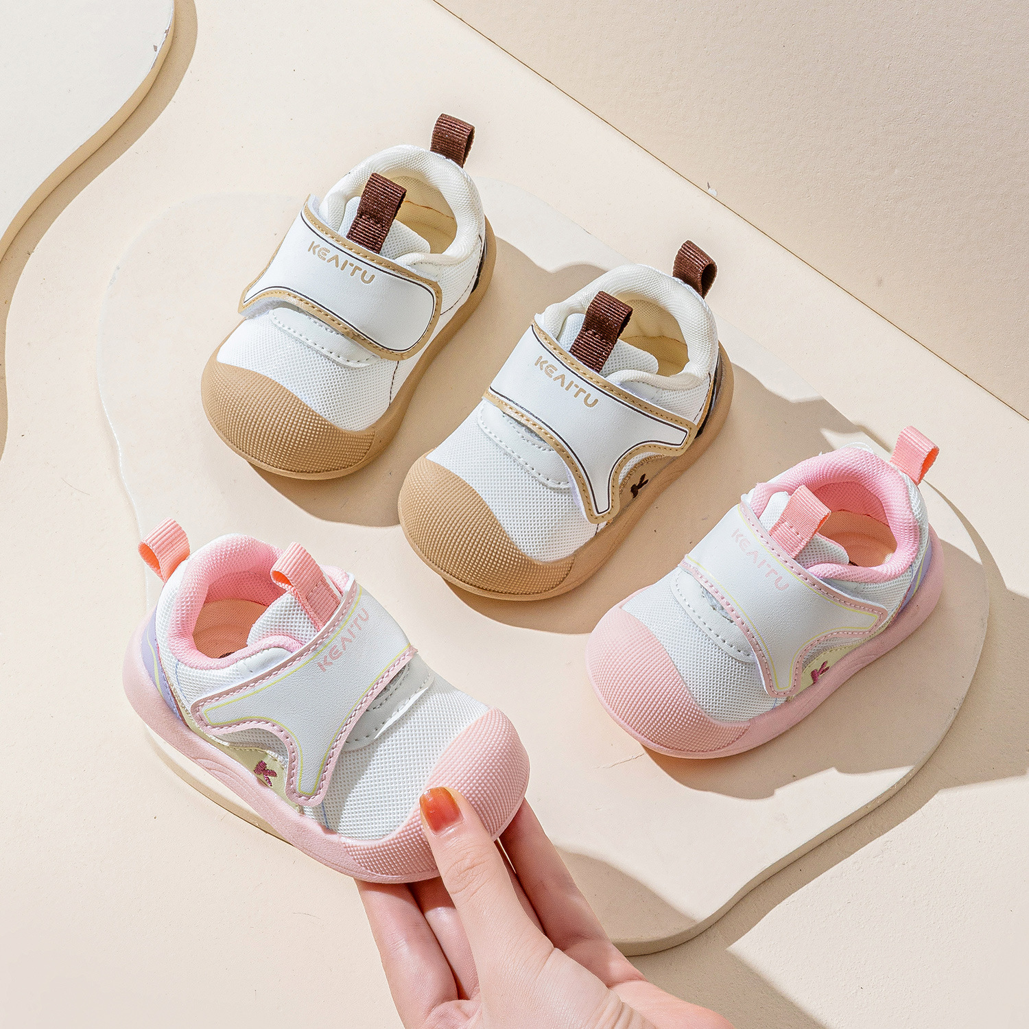 2025 spring new key shoes women's non-slip wear-resistant toddler shoes men's soft bottom mesh breathable baby shoes wholesale