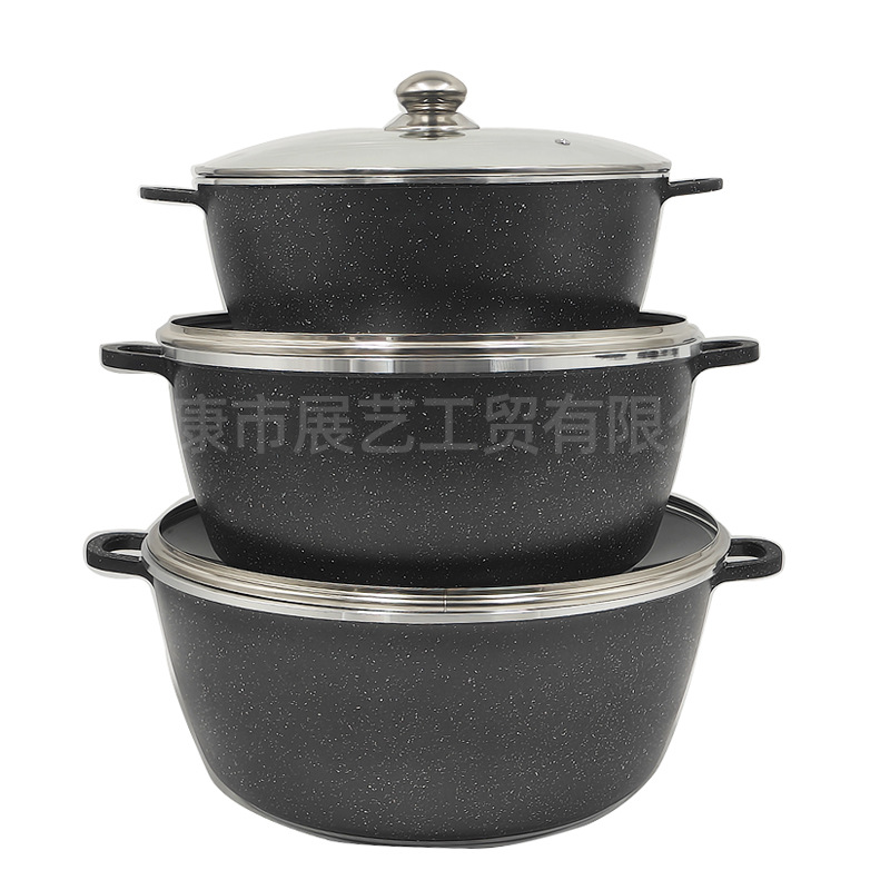 Juego de ollas de aleación de aluminio, juego de ollas para sopa, olla de piedra maifan antiadherente, suministro exclusivo transfronterizo, venta al por mayor del mismo modelo dessinipotset