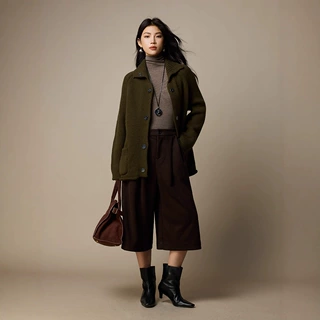 美拉德纯羊毛衫高领毛衣女秋冬外套厚2026新款女装中长款针织开衫