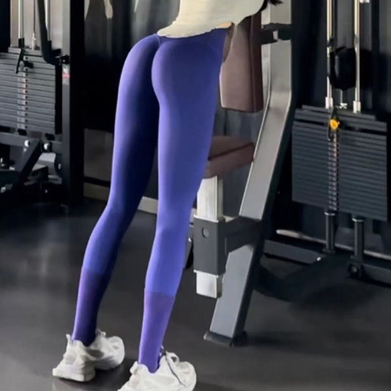 Yoga Sports Fitness Pants Running Seamless Peach Pants Women's Outerwear Tight-Fitting Tummy Control High-Waist Elastic