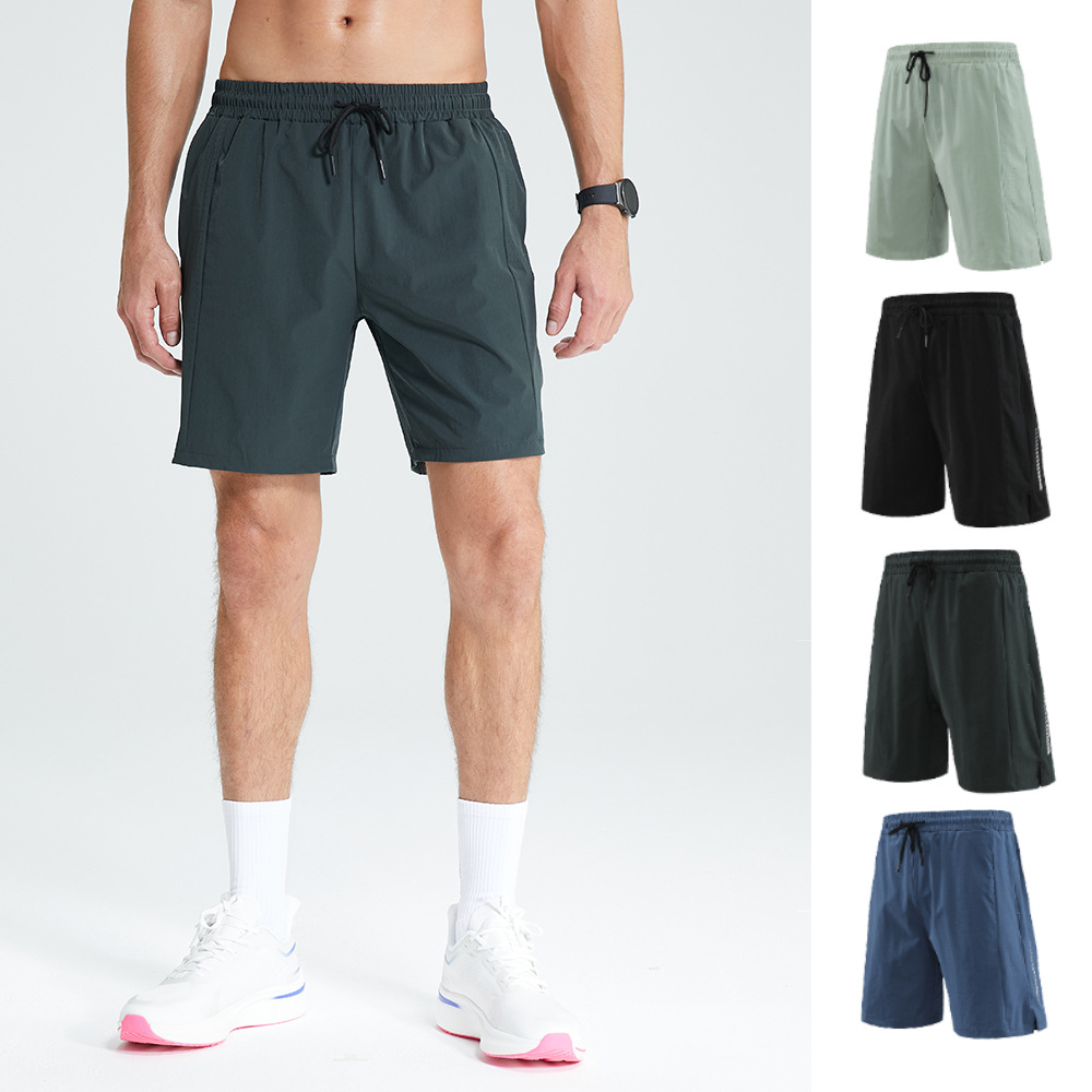 Pantalones cortos lulu pantalones de baloncesto de secado rápido de uso externo delgado de seda de hielo de verano para hombres pantalones cortos deportivos de ejercicio de ocio de cinco puntos