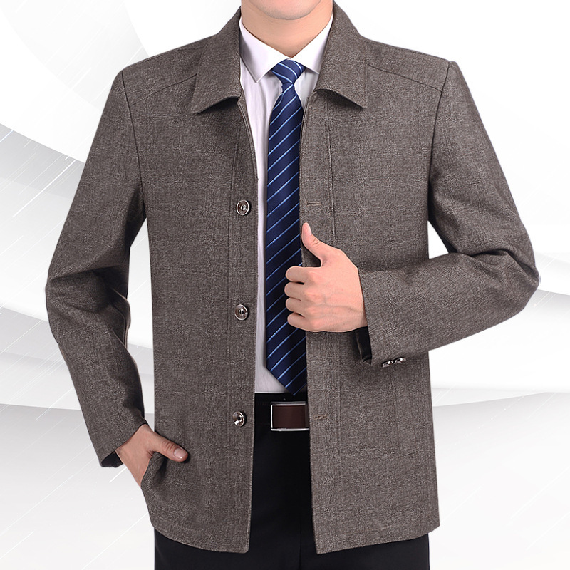 Middle-aged Men's Clothing Spring and Autumn Business Casual Coat Autumn and Winter Dad's Clothes Men's Jacket Loose Lapel Top
