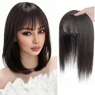 Air Bangs Wig Women's White Hair Covering Natural Simulation One-Piece Top of Head Repair Wig Invisible and Traceless Wig Piece