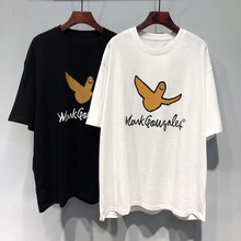 2025春夏韩国ulzzang新款卡通小鸟图案宽松中长款盖臀短袖T恤女潮