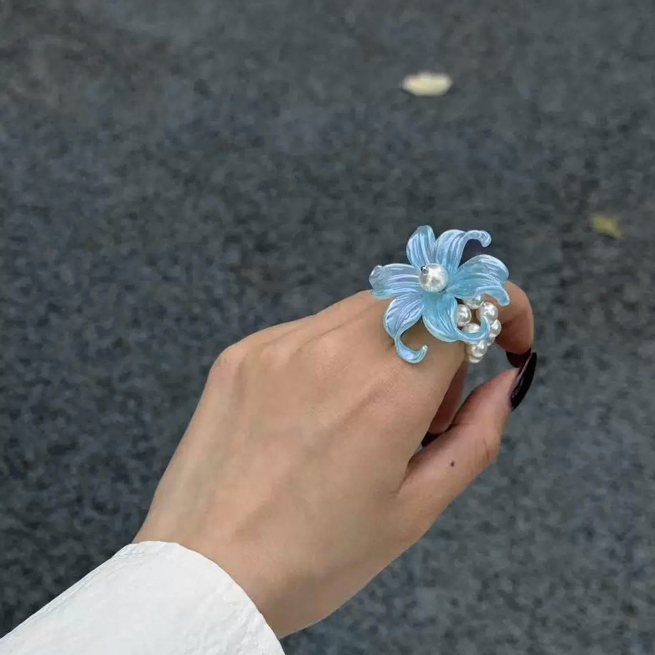 바다색 꽃반지 #Z-X076
