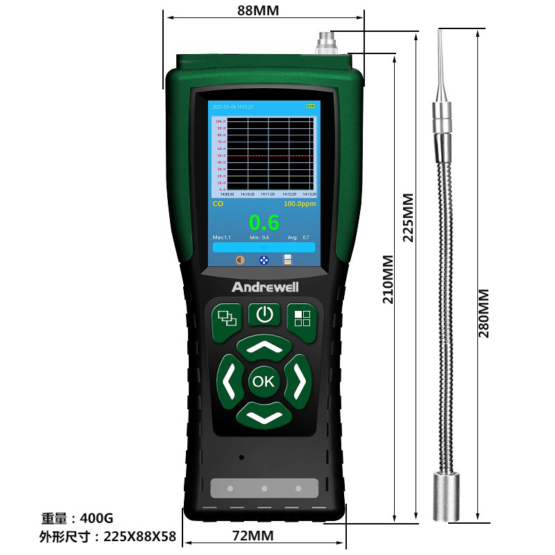 大量、価格、ポータブル一酸化炭素ガス検知器、有毒および有害ガスポンプ吸引式ガス検知器|undefined