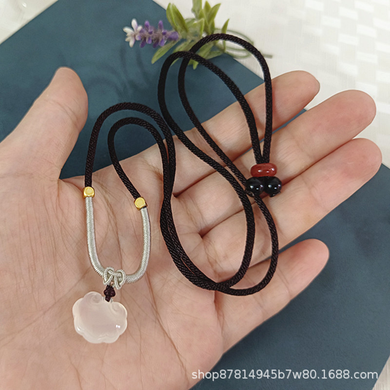 깊은 커피 로프가있는 흰색 옥수 양면 Ruyi 잠금 장치 (16*13mm 정도)