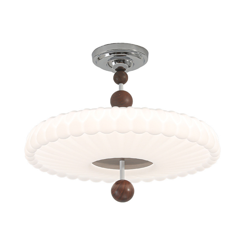 Viento medieval retro color de nuez de viento silencioso dormitorio lámpara de techo lámpara de dormitorio principal lámpara de estudio de viento crema lámpara Zhongshan lámpara