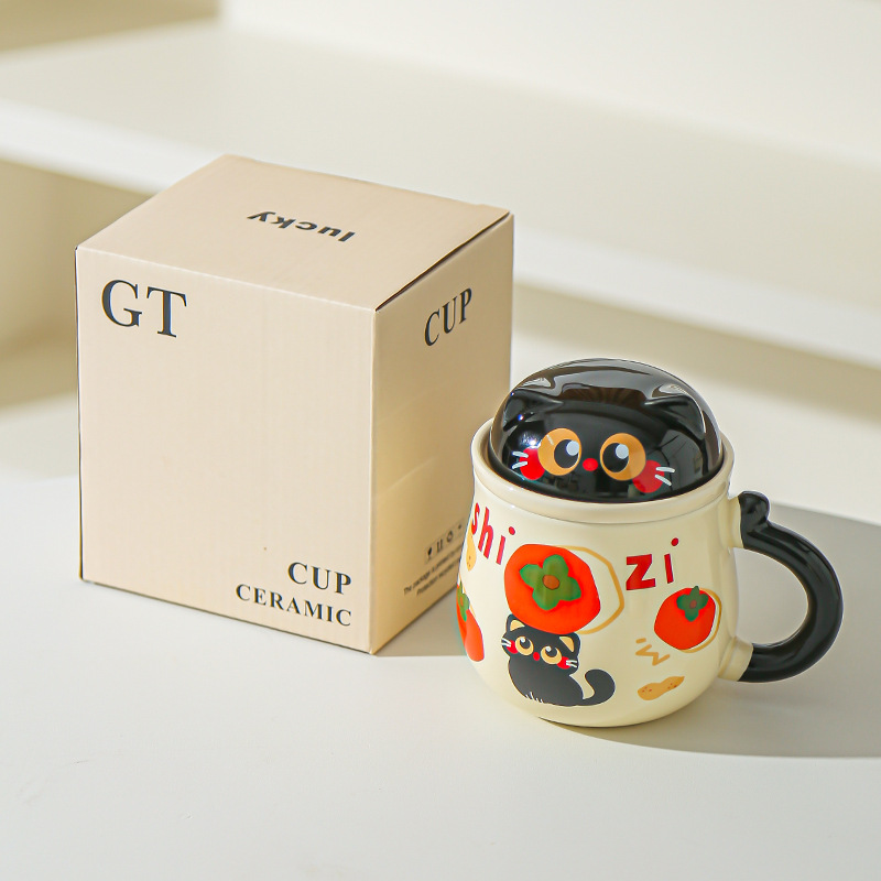 Fruta creativa gatos con tazas de fugas de té encantadoras caricaturas de alto valor de la cara de la taza de desayuno de leche doméstica taza de agua de oficina