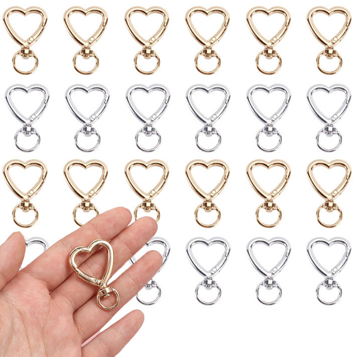 DIY Zinc Alloy Heart-Shaped Rotatable Keychain Door Buckle Phone Lanyard Car Key Spring Buckle Hardware Accessories