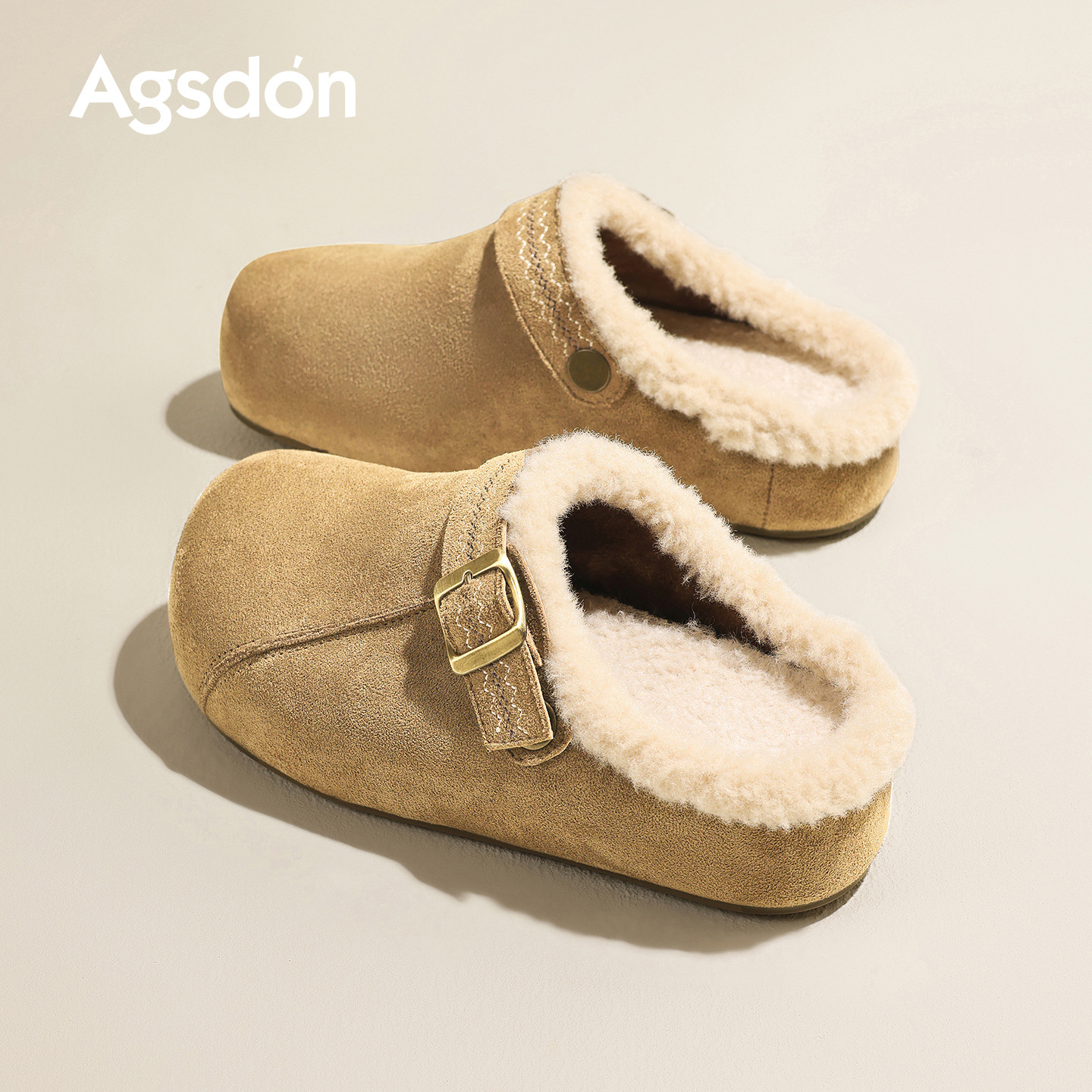 Augu Lion Dengjia Boccan zapatos de terciopelo mujeres 2026 nueva primavera botas de nieve de suela gruesa un pedazo de peluche zapatos de algodón medio zapatillas