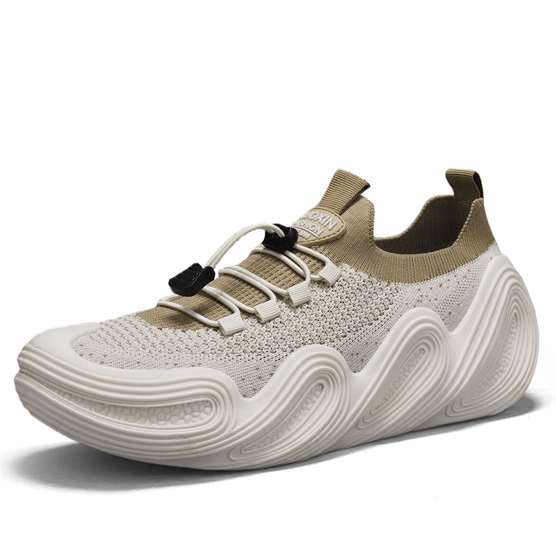 2026 New Summer Flyknit Men's Breathable Sports Casual Soft Sole Sock Coconut Mesh Shoes_vogvips.com