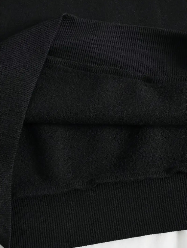 Ensemble deux pièces décontracté pour femme, mode hiver, avec doublure polaire, sweat-shirt épais à imprimé lettres et pantalon de jogging pour femme et homme - Noir_voghion.com