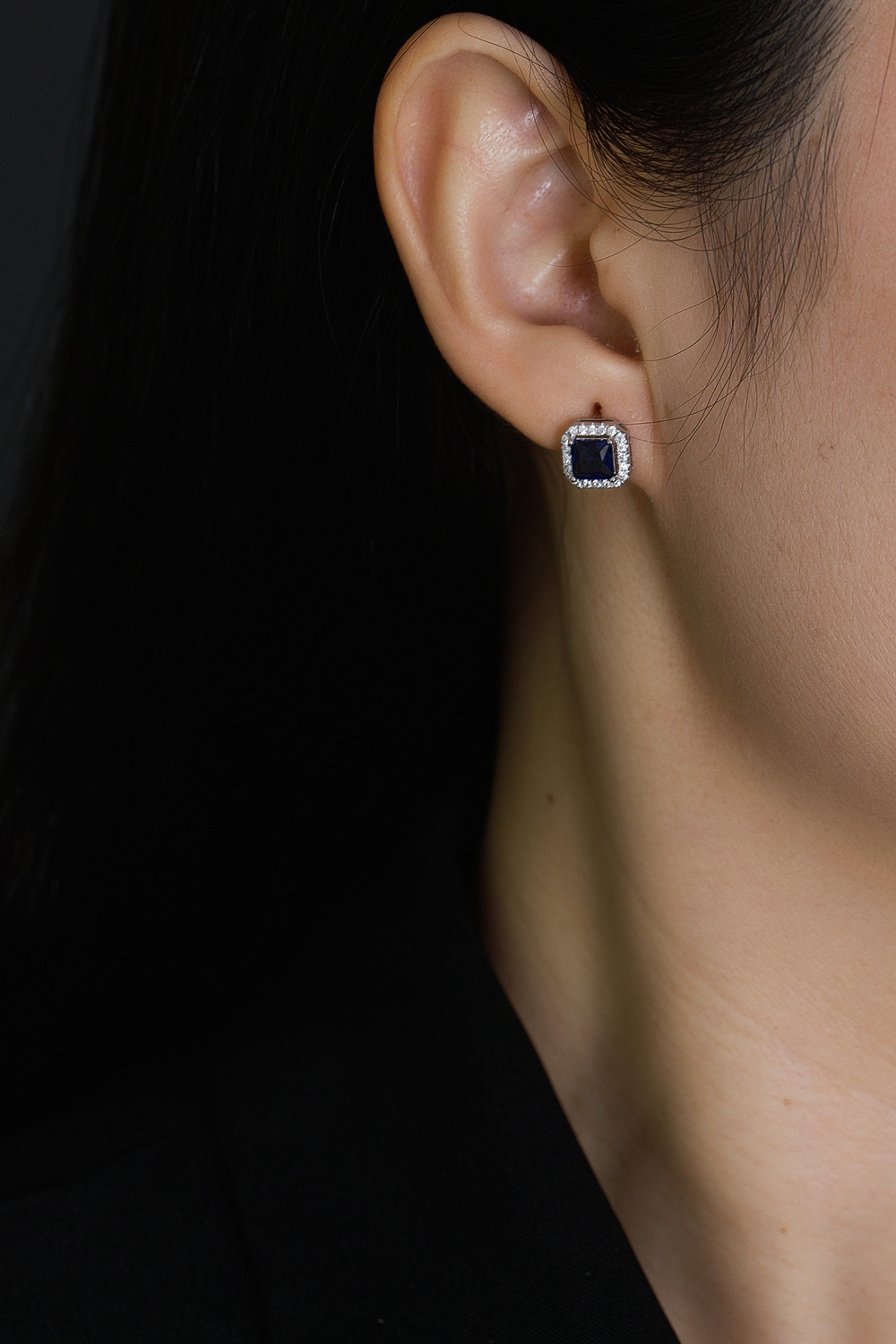 Fashion Geometric Sterling Silver Inlay Zircon Ear Studs 1 Pair