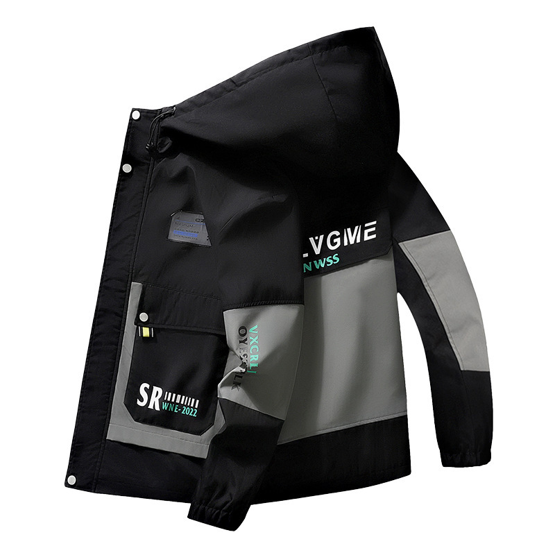 Spring and Autumn New Jacket Men's Warm Youth Student Thick Hooded Jacket Trendy Autumn Clothing Casual Clothing