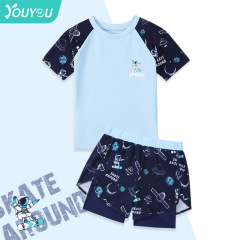 Children's Swimwear Boy's Separate Summer 2023 New Boy Double Strap Swim Trunks for Middle and High School Students