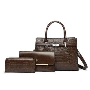 European and American retro crocodile pattern portable big bag foreign trade trend three-piece tote bag live women's bag manufacturers