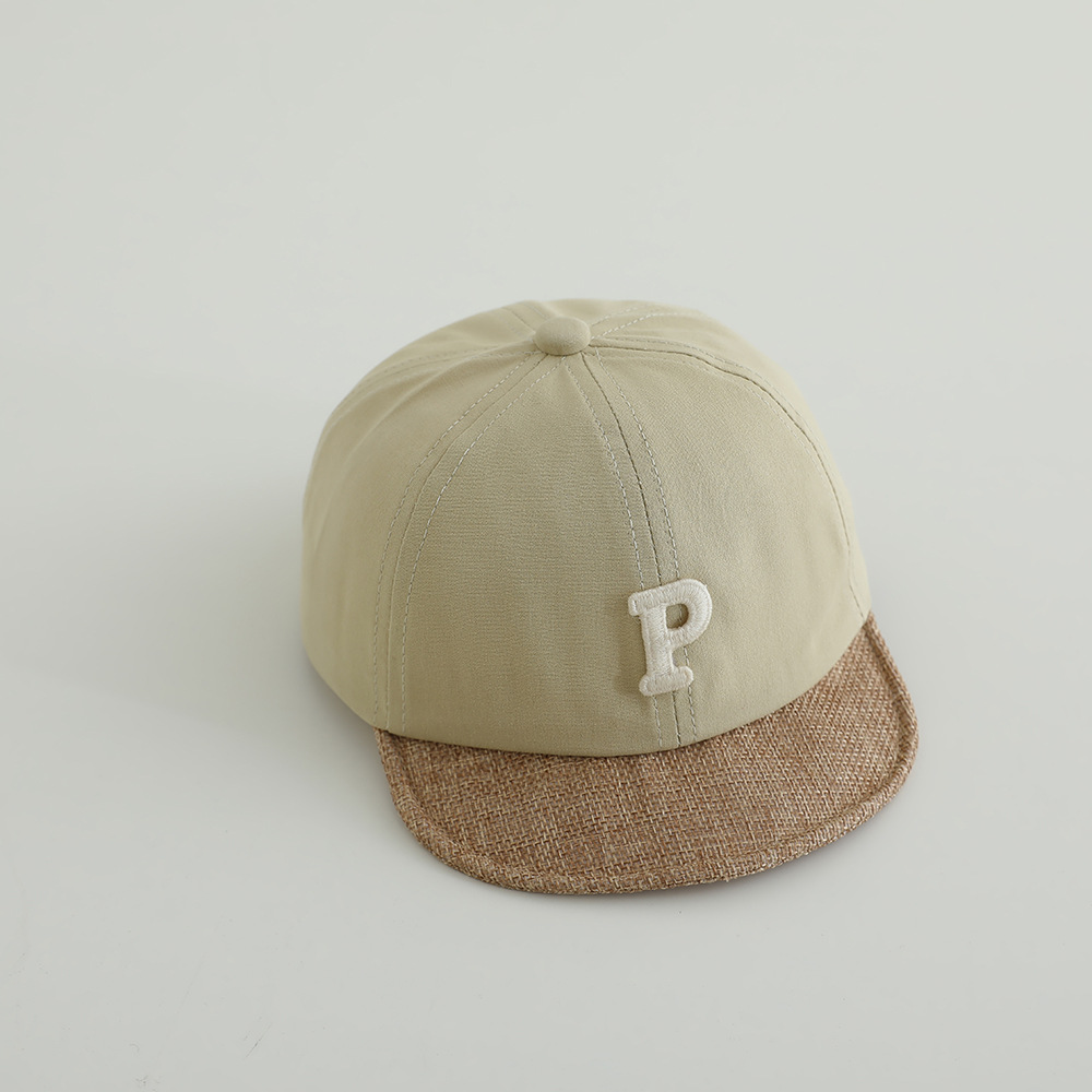 Sombrero infantil de primavera y otoño de letras p, sombrero de brida suave, sombrero de béisbol casual coreano, sombrero de lengua de pato.