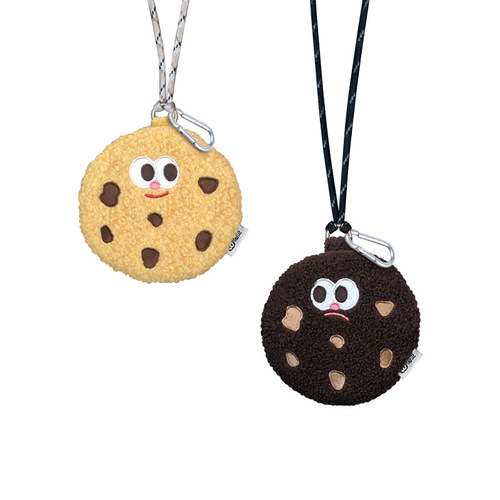 Cookie biscuit halter bag, plush coin earphone bag, funny expression crossbody bag, girl gift