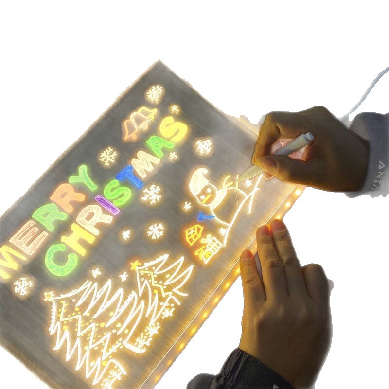 Reutilizar regalos para niños Tablero de dibujo luminoso Tablero de escritura a mano de bricolaje Tablero de dibujo de protección ocular para niños Enviar bolígrafo Juguete de escritura borrable