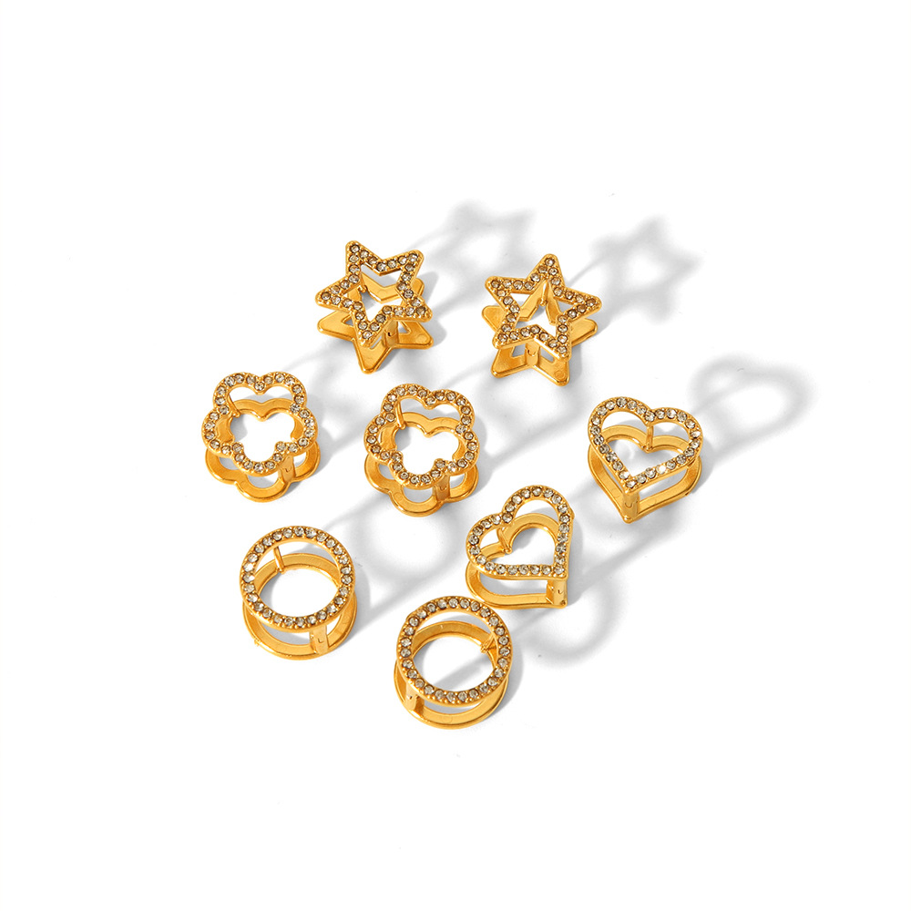 Nicho de diseño transfronterizo europeo y americano de acero de titanio 18k oro acero inoxidable orejas joyerías pentagrama lujoso ligero