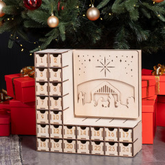 クリスマスアドベントカレンダー木製キリスト降誕収納ボックスクリスマスカウントダウンギフトボックス家の装飾の装飾品