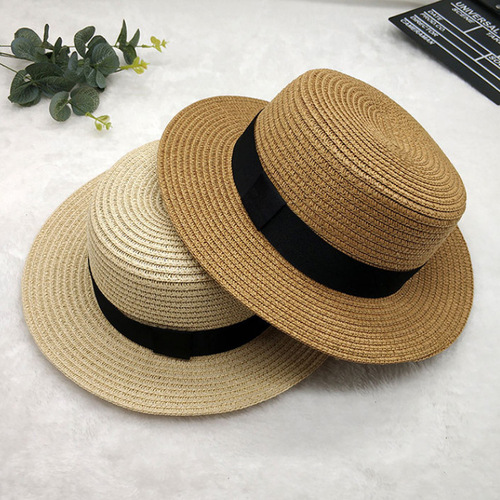 Korean fashion spring and summer new versatile woven flat hat sun protection hat cross-border foreign trade platform exclusively for beach straw hats