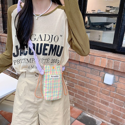 26225 Korean style small square plaid mobile phone crossbody bag mini small shoulder bag female mobile phone bag