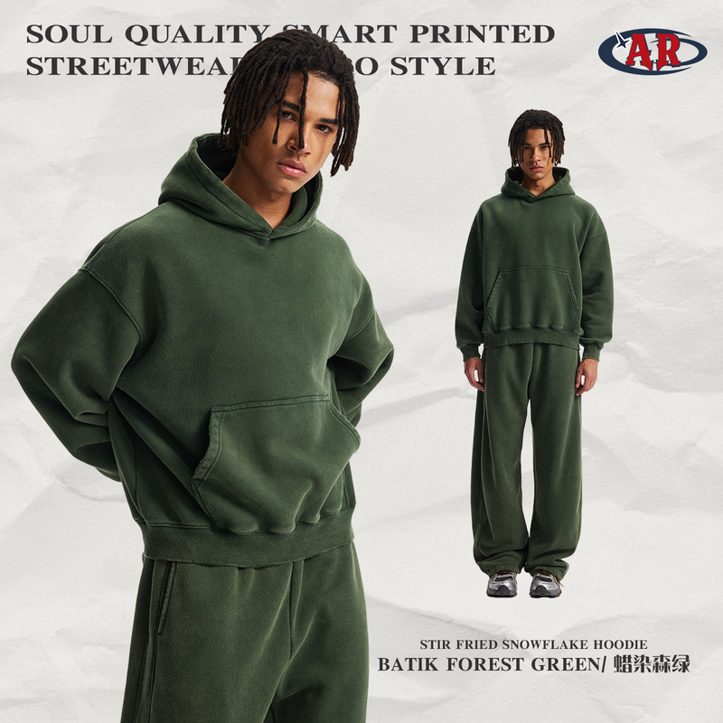 ARTIE メンズ丨2025秋冬新作ベルベットボクシーショートワイドバージョンプラスベルベットほつれ加工フード付きスウェットシャツ|undefined