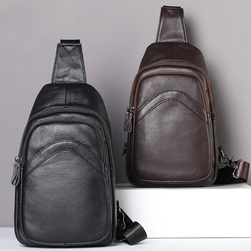 Túi đeo chéo nam đeo ngực da bò lớp đầu 17×5×30,5 cm — 20202 màu đen, 698 màu đen, Cà phê 698, 9011 màu đen