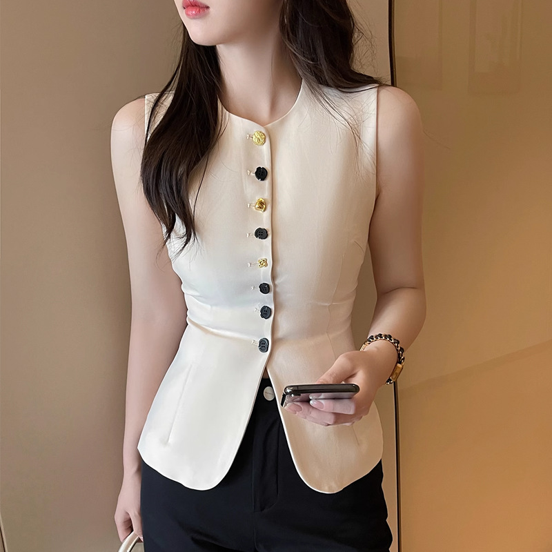 Off-White Sleeveless Vest for Women Summer 2025 New Elegant Temperament Light Mature Style Casual Versatile Top