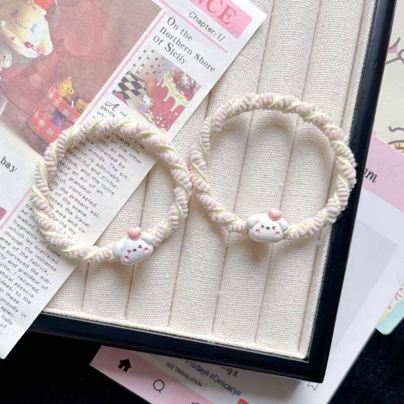 Cute Mini Love Dog Hair Ring Ins Girl's Head Rope Couple's Best Friend Bracelet Small Rubber Band Mori Hair Ring