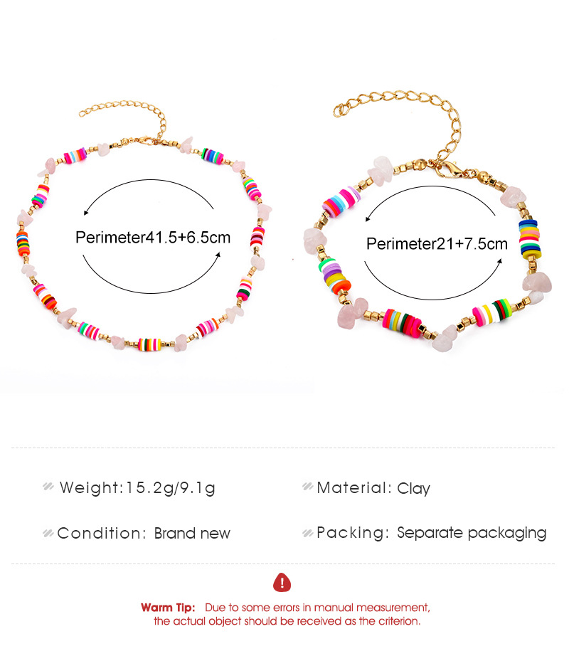 wholesale jewelry ethnic style color soft pottery piece stitching necklace bracelet nihaojewelry