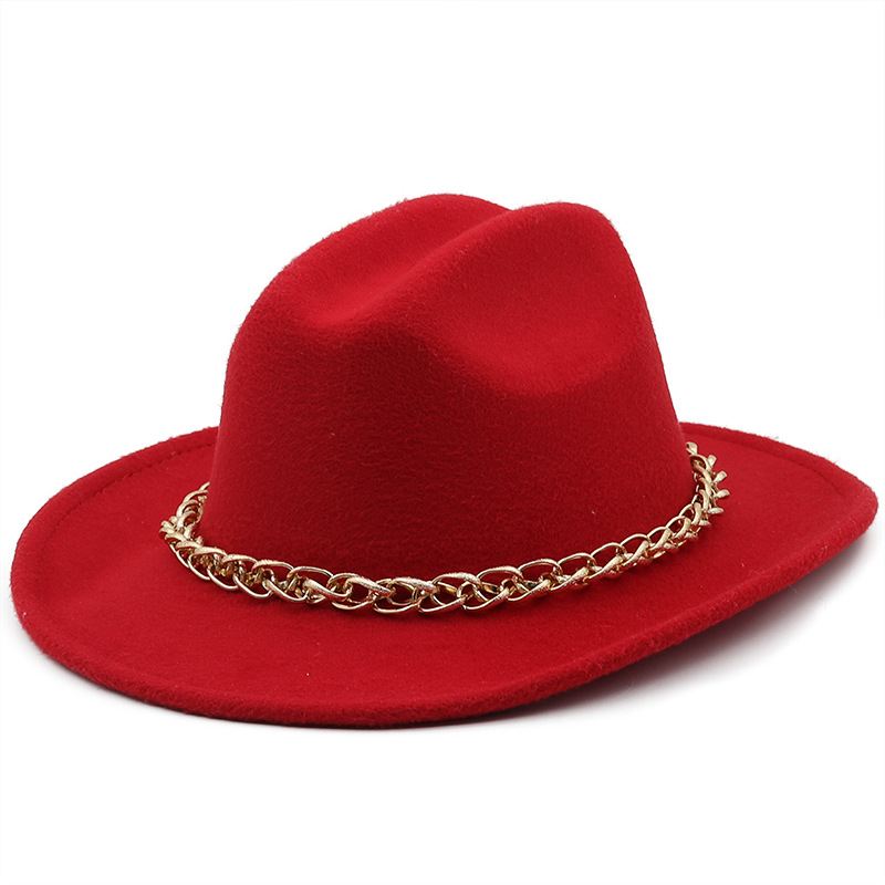 chain accessories cowboy hats fall and winter woolen jazz hats outdoor knight hatspicture10