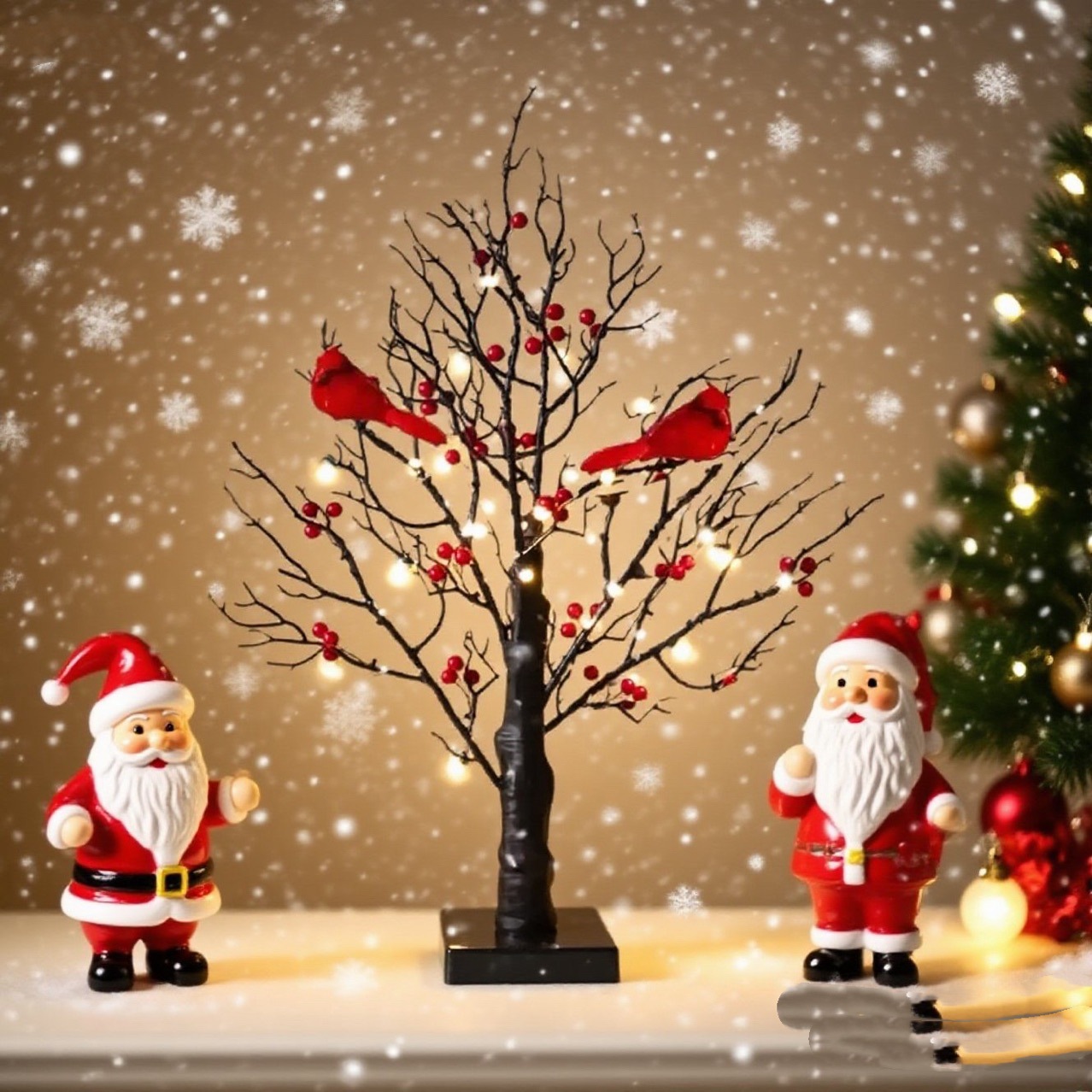 Transfronterizos LED iluminado pájaro rojo árbol de Navidad de escritorio de vacaciones decoración de decoración interior del Festival de Primavera luz de árbol de Navidad