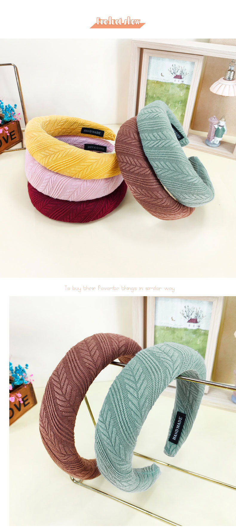 Autumn and winter new sponge headband womens simple solid color hairband candy color wide edge hairpinpicture2