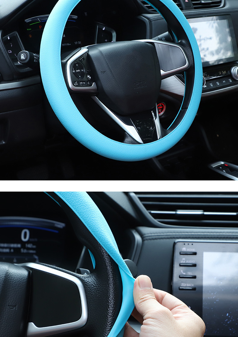 Car Silicone Steering Wheel Cover Universal Macaron Color Fashionable Sweat-Absorbent Anti-Slip Handle Cover Four-Season Thin Soft Car Use