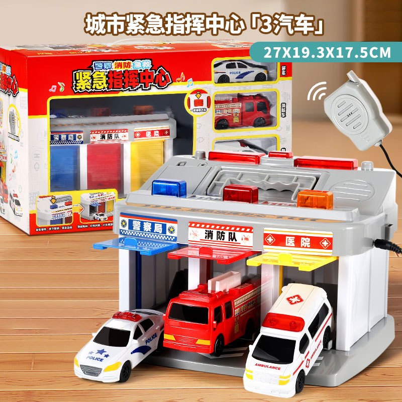 Centro de Comando de Emergencia Garage Juguetes Estacionamiento para niños 3 - 6 años 4 niños Regalos Bomberos Ambulancia Policía