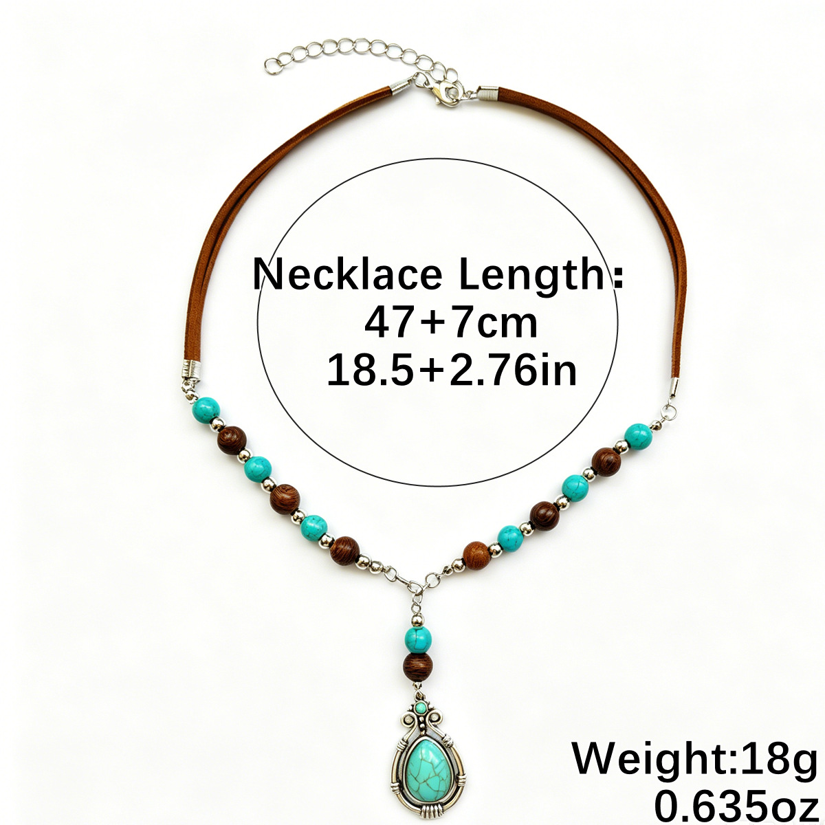 Transfronterizo Amazon venta caliente bohemio estilo étnico retro collar turquesa colgante retro cadena de suéter largo