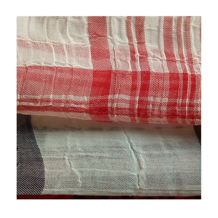 全涤压绉雪纺印花格子雪纺大格面料春夏款女装连衣裙寸衫面料现货