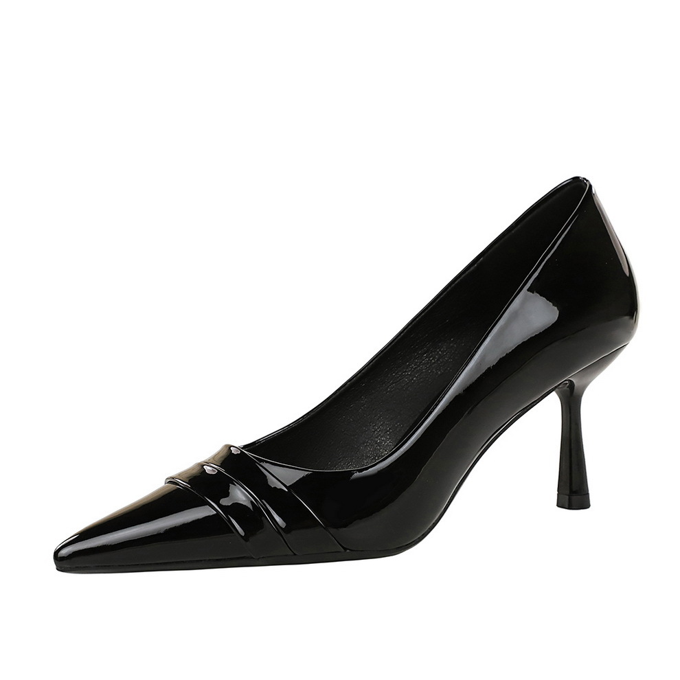 Elegante Damen Stiletto Pumps Aus Lackleder Mit Spitzem Zulauf_voghion.com