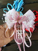 Hairgrip from pearl with bow, three dimensional hair accessory, children's Hanfu, with embroidery, Chinese style