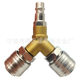 1/4 German set of three-way quick connector three-way connector copper nickel-plated gas pipe connector air compressor interface