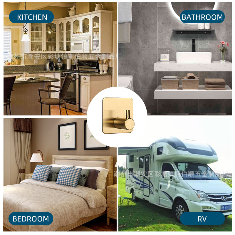 Gancho de acero inoxidable 304 transfronterizo gancho de gravedad de pasta fuerte gancho pegajoso sin perforar gancho único gancho ventas directas de fábrica