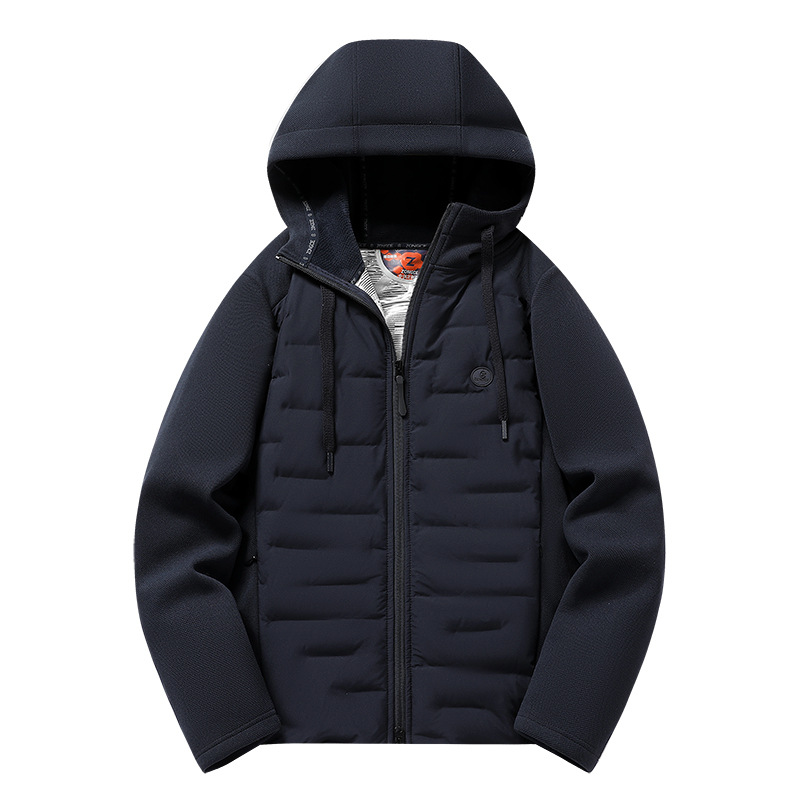 Transfronterizos chaquetas de plumón ligeras para hombres y mujeres otoño y invierno 2025 nuevo empalme al aire libre con capuchón corto abrigo cálido casual
