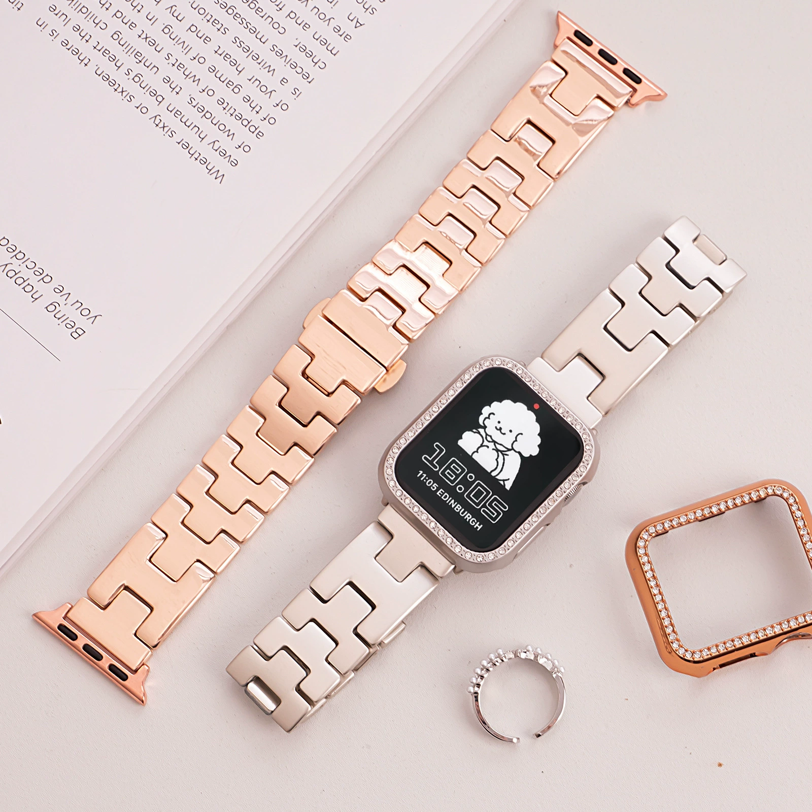 Подходит для ремешка Apple Watch applewatch металлический мужской и женский H-цепочка бабочка пряжка s5678910 поколения se ремешок для часов