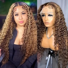 アマゾン欧米の前レースかつらアフリカの人気巻き管爆発ヘッドピアノ色化繊頭カバーwig