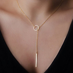 AliExpress 人気のパンクファッションジュエリーシンプルなメタルリングショートネックレスネックレス女性の鎖骨チェーンネックレス